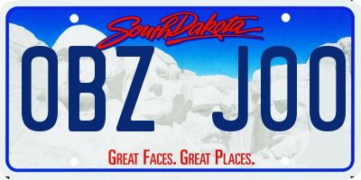SD license plate 0BZJ00