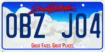 SD license plate 0BZJ04