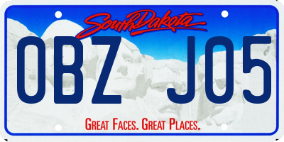 SD license plate 0BZJ05