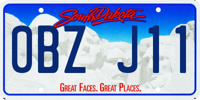 SD license plate 0BZJ11