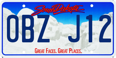 SD license plate 0BZJ12