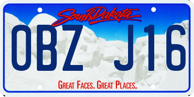 SD license plate 0BZJ16