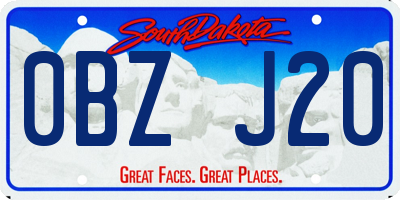 SD license plate 0BZJ20