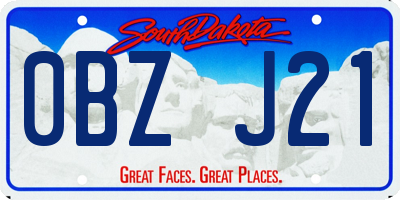 SD license plate 0BZJ21