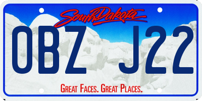 SD license plate 0BZJ22