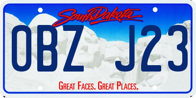 SD license plate 0BZJ23