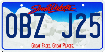 SD license plate 0BZJ25