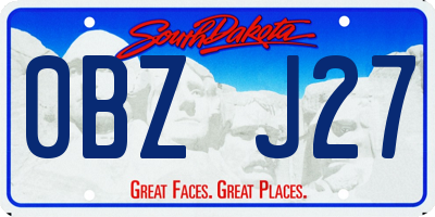 SD license plate 0BZJ27