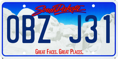 SD license plate 0BZJ31