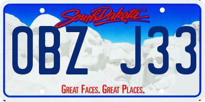 SD license plate 0BZJ33