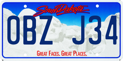 SD license plate 0BZJ34