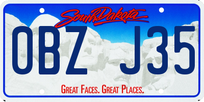 SD license plate 0BZJ35