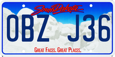 SD license plate 0BZJ36