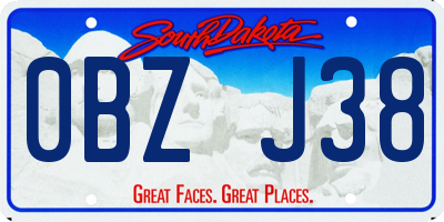 SD license plate 0BZJ38