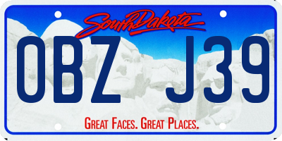 SD license plate 0BZJ39