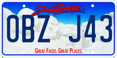 SD license plate 0BZJ43