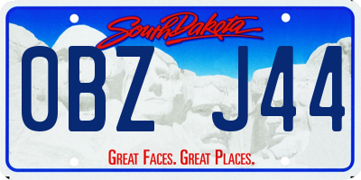 SD license plate 0BZJ44
