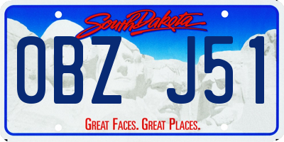 SD license plate 0BZJ51
