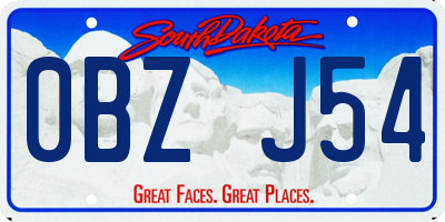 SD license plate 0BZJ54