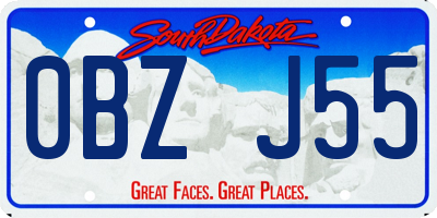SD license plate 0BZJ55