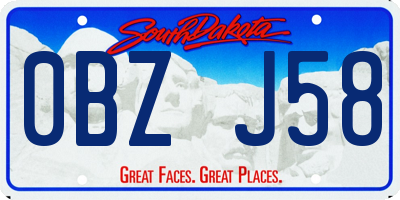 SD license plate 0BZJ58