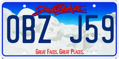 SD license plate 0BZJ59