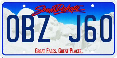 SD license plate 0BZJ60