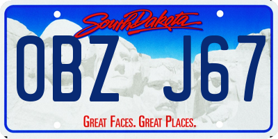 SD license plate 0BZJ67