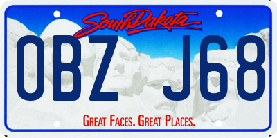 SD license plate 0BZJ68