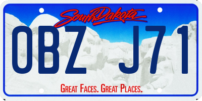 SD license plate 0BZJ71