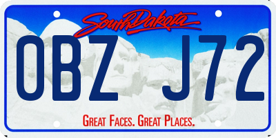 SD license plate 0BZJ72