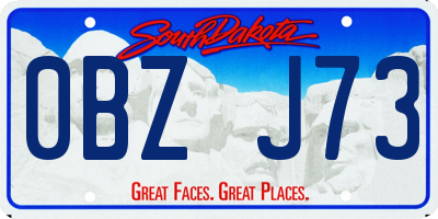 SD license plate 0BZJ73