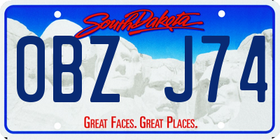 SD license plate 0BZJ74
