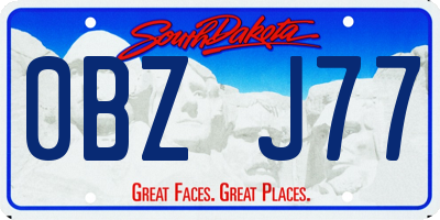 SD license plate 0BZJ77