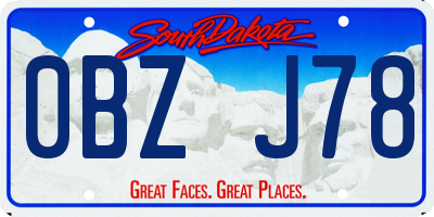 SD license plate 0BZJ78