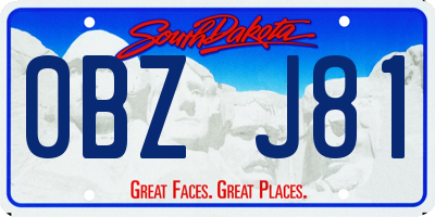 SD license plate 0BZJ81