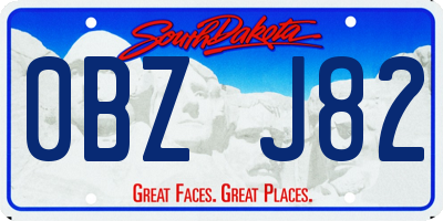 SD license plate 0BZJ82