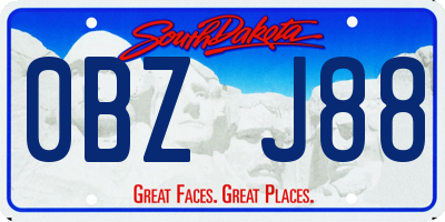 SD license plate 0BZJ88