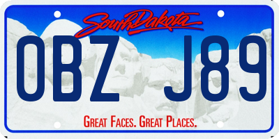 SD license plate 0BZJ89