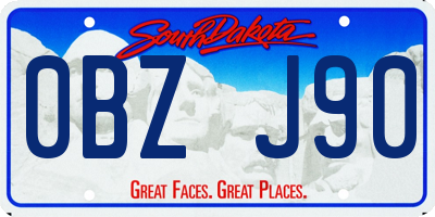 SD license plate 0BZJ90