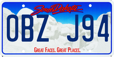 SD license plate 0BZJ94