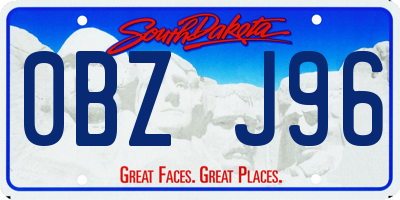 SD license plate 0BZJ96