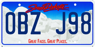 SD license plate 0BZJ98