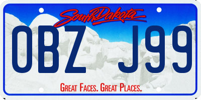 SD license plate 0BZJ99