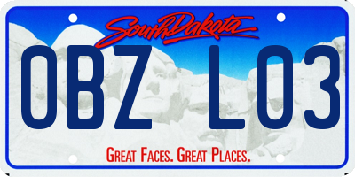 SD license plate 0BZL03