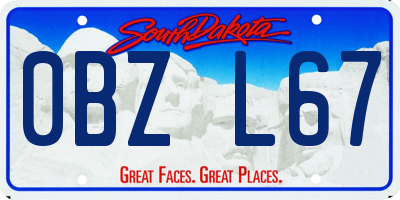 SD license plate 0BZL67