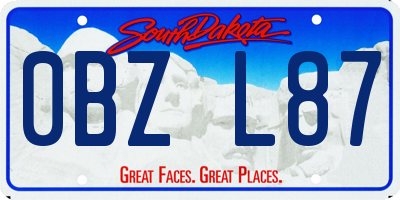 SD license plate 0BZL87