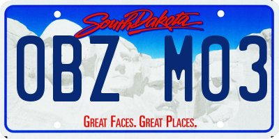 SD license plate 0BZM03