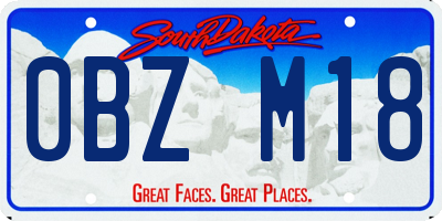 SD license plate 0BZM18