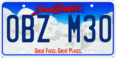 SD license plate 0BZM30